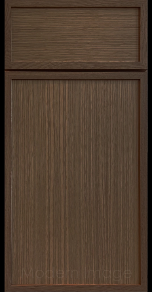 Beachwood Stain Arcadia shaker-style cabinet door, featuring slim stile & rail surrounding a flat center panel